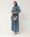Cep Detaylı Buz Mavisi Denim Elbise