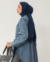 Cep Detaylı Buz Mavisi Denim Elbise