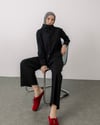 Çizgili Gömlek Pantolon Siyah Takım