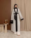 Çizgili Kuşaklı Beyaz Kimono