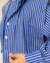 Crop Detaylı Çizgili Lacivert Elbise