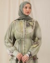 Desenli İşlemeli Mint Yeşili Şifon Elbise