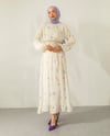 Desenli Lila Şifon Elbise