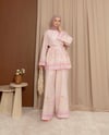 Desenli Pantolonlu Pembe Takım
