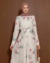 Desenli Pembe Keten Elbise