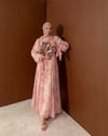 Desenli Pembe Şifon Elbise