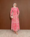 Desenli Pembe Şifon Elbise