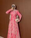 Desenli Pembe Şifon Elbise