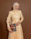 Desenli Sarı Şifon Elbise