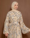 Desenli Sarı Şifon Elbise
