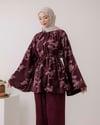 Desenli Tunik Pantolon Bordo Takım