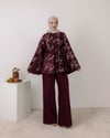 Desenli Tunik Pantolon Bordo Takım
