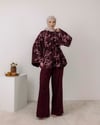 Desenli Tunik Pantolon Bordo Takım