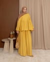 Düğme Detaylı Pantolonlu Sarı Takım