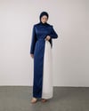 Eteği Piliseli Taş Süsleme Lacivert Elbise