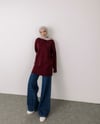 Fermuar Detaylı Bordo Triko Tunik
