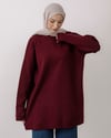 Fermuar Detaylı Bordo Triko Tunik