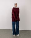 Fermuar Detaylı Bordo Triko Tunik