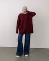 Fermuar Detaylı Bordo Triko Tunik
