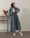 Fermuarlı Ceket Etek Mavi Denim Takım