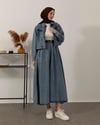 Fermuarlı Ceket Etek Mavi Denim Takım