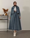 Fermuarlı Ceket Etek Mavi Denim Takım