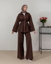 Fermuarlı Sweat Pantolon Kahve Takım