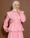 Geniş Yaka Pembe Etekli Takım