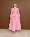 Geniş Yaka Pembe Etekli Takım