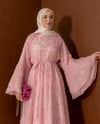 İşleme Detayl Pembe Elbise