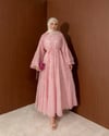 İşleme Detayl Pembe Elbise