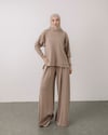 Kapüşonlu Sweat Pantolon Bej Takım