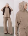Kapüşonlu Sweat Pantolon Bej Takım