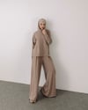 Kapüşonlu Sweat Pantolon Bej Takım