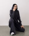 Kapüşonlu Sweat Pantolon Füme Takım