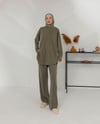Kavisli Kesim Sweatli Haki Takım