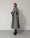 Kemeri Tokalı Füme Kaşe Kaban