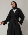 Kemeri Tokalı Siyah Kaşe Kaban