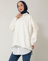 Kolları Dikiş Detaylı Ekru Sweat