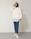Kolları Dikiş Detaylı Ekru Sweat