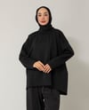Kolları Dikiş Detaylı Siyah Sweat