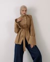 Kruvaze Volanlı Camel Ceket