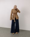 Kruvaze Volanlı Camel Ceket