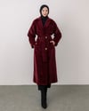 Kuşaklı Bordo Kaşe Kaban