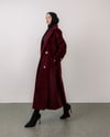 Kuşaklı Bordo Kaşe Kaban