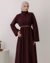 Motril Kemerli Bordo Elbise