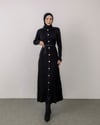 Nellie Düğmeli Siyah Triko Elbise