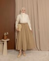 Nervürlü Bej Gabardin Etek