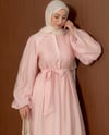 Nervürlü Pembe Elbise