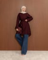 Noan Yırtmaçlı Bordo Tunik